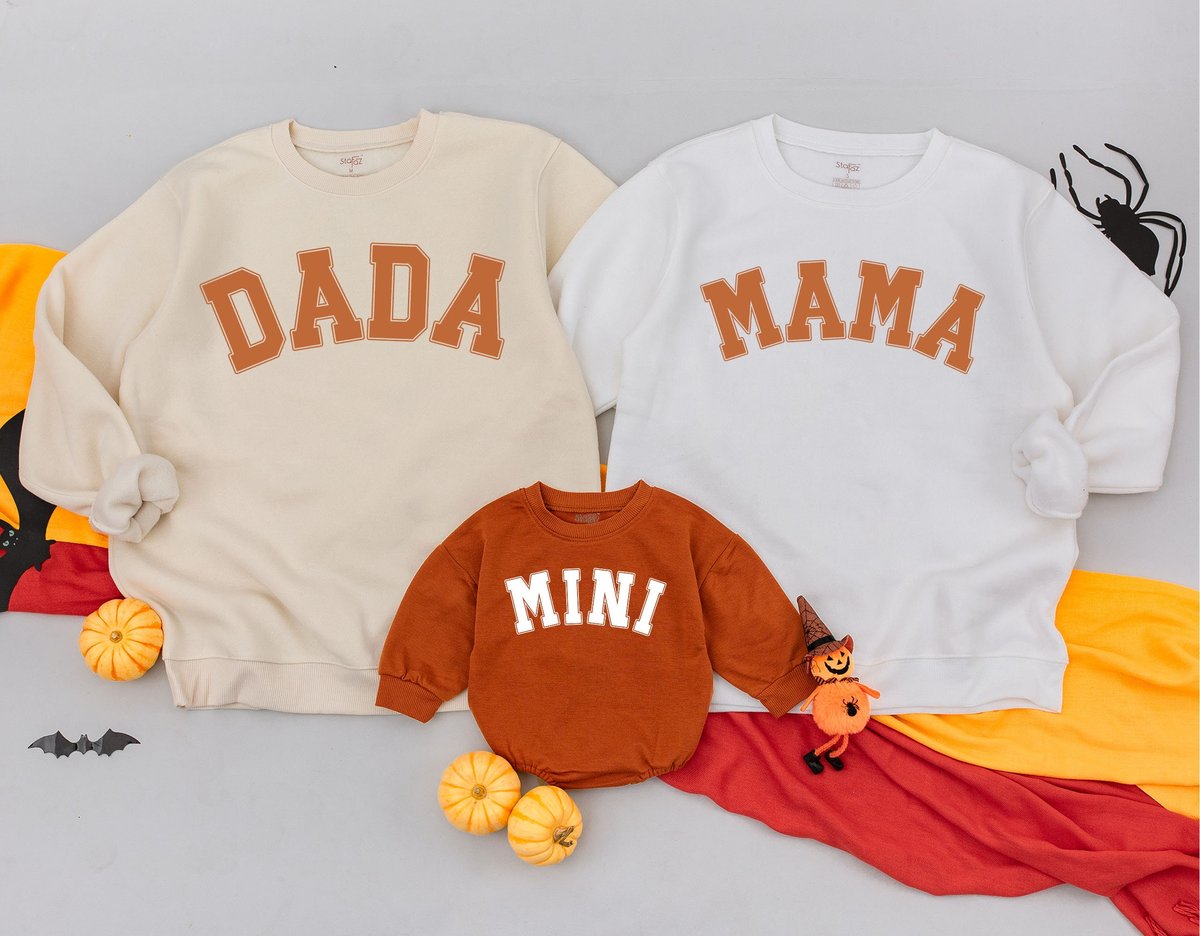 Personalized Family Matching Sweatshirts Mama Dada Mini Holiday Sweatshirts Mom Dad and Baby fall Ou 176