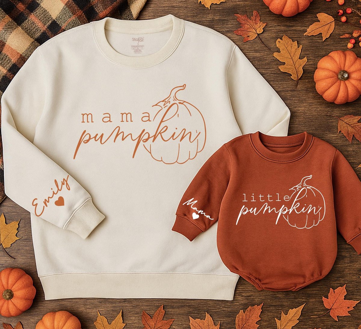 Personalized Family Pumpkin Sweatshirt Mama and Mini Sweatshirts Matching Family Outfits Mommy and M 433