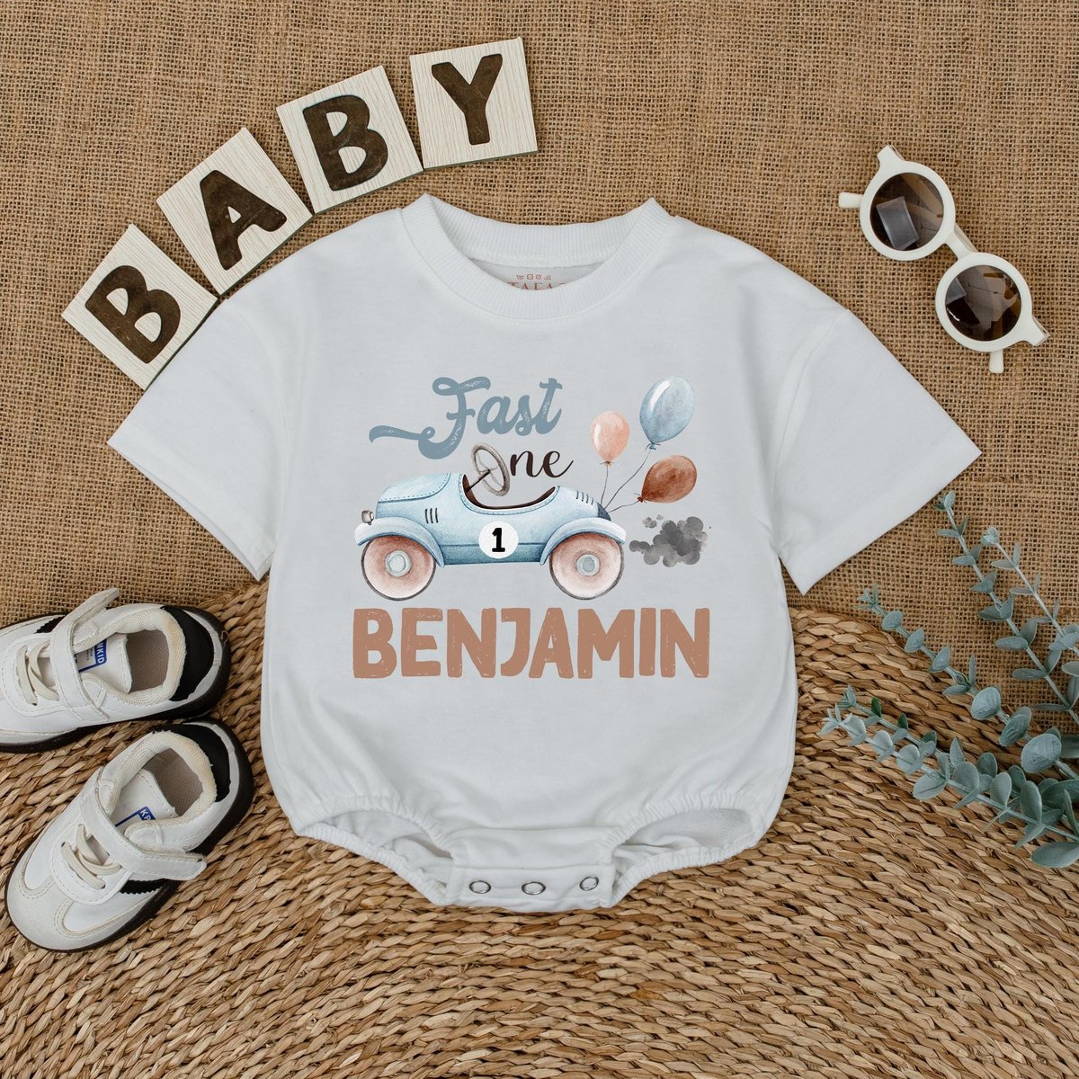 Personalized Fast One Birthday Romper Race Car Birthday Bodysuit Race Car Outfit Gender Neutral Romp 172