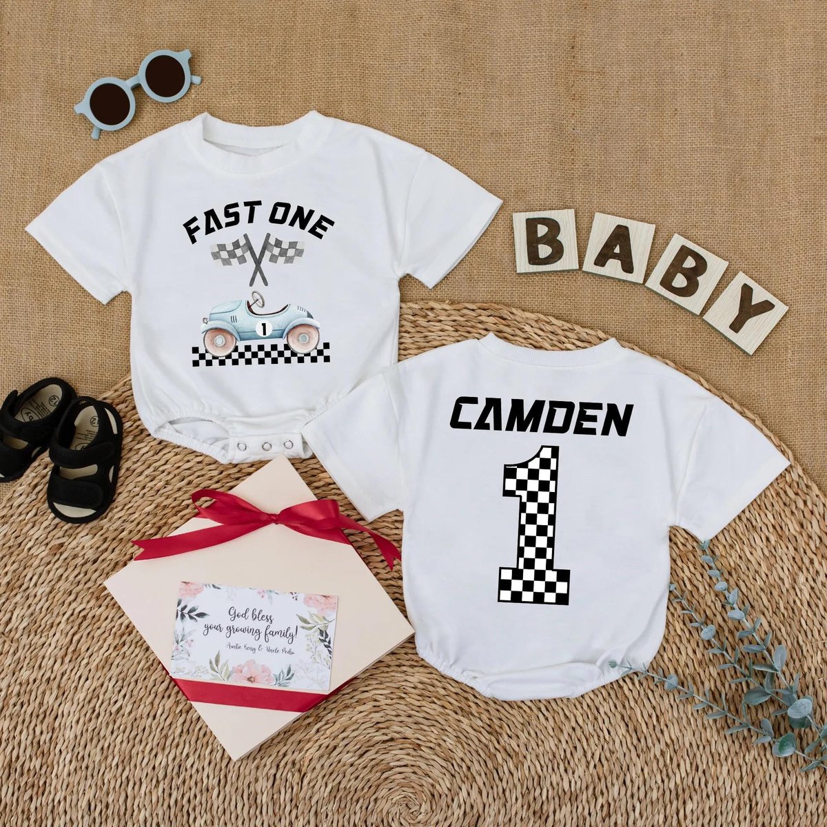 Personalized Fast One Birthday Baby Romper Race Car First Birthday Outfit Baby Boy First Birthday Bo 430