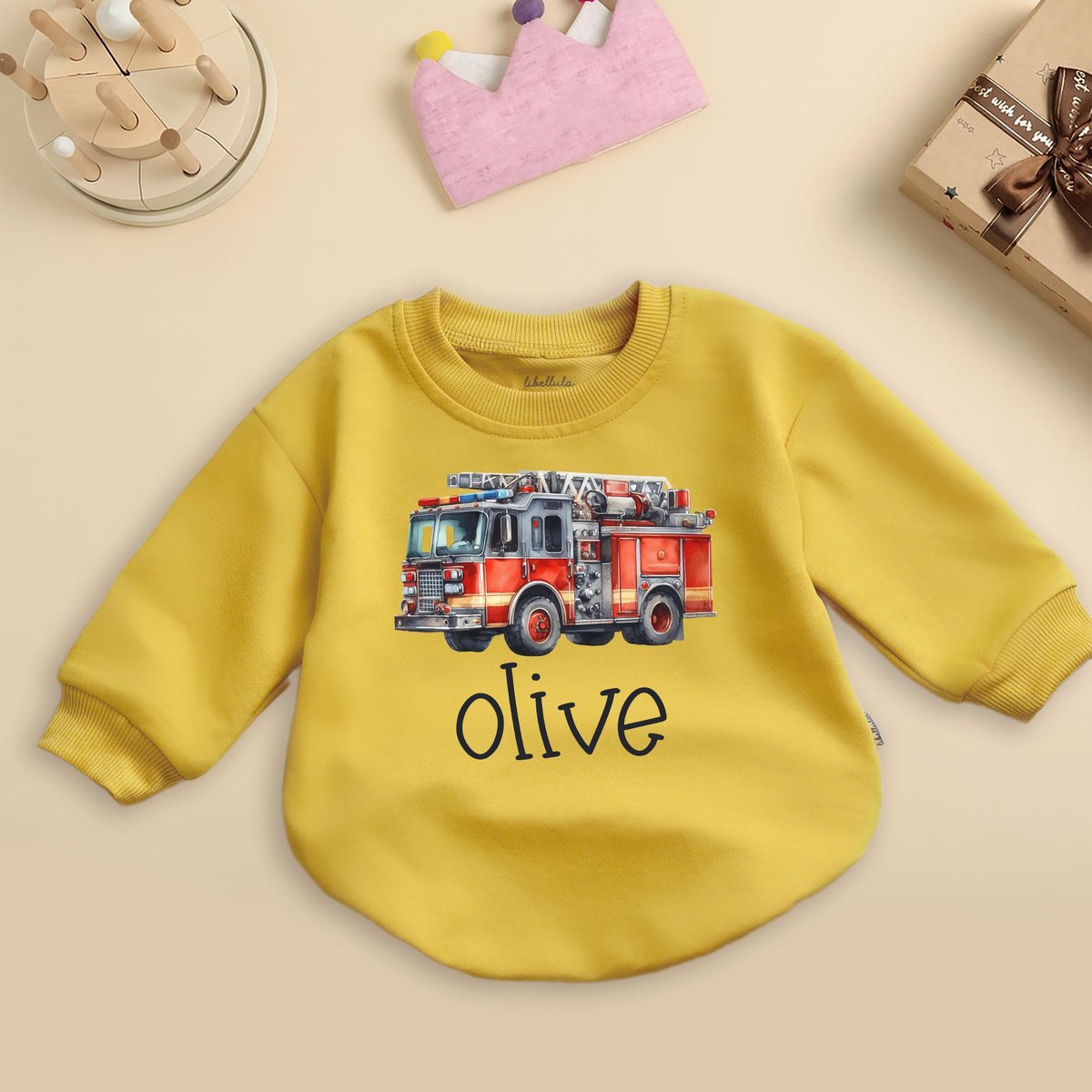 Personalized Fire Truck Toddler Romper Cute Firefighter Outfit Custom Name Romper Gift for Birthday 436