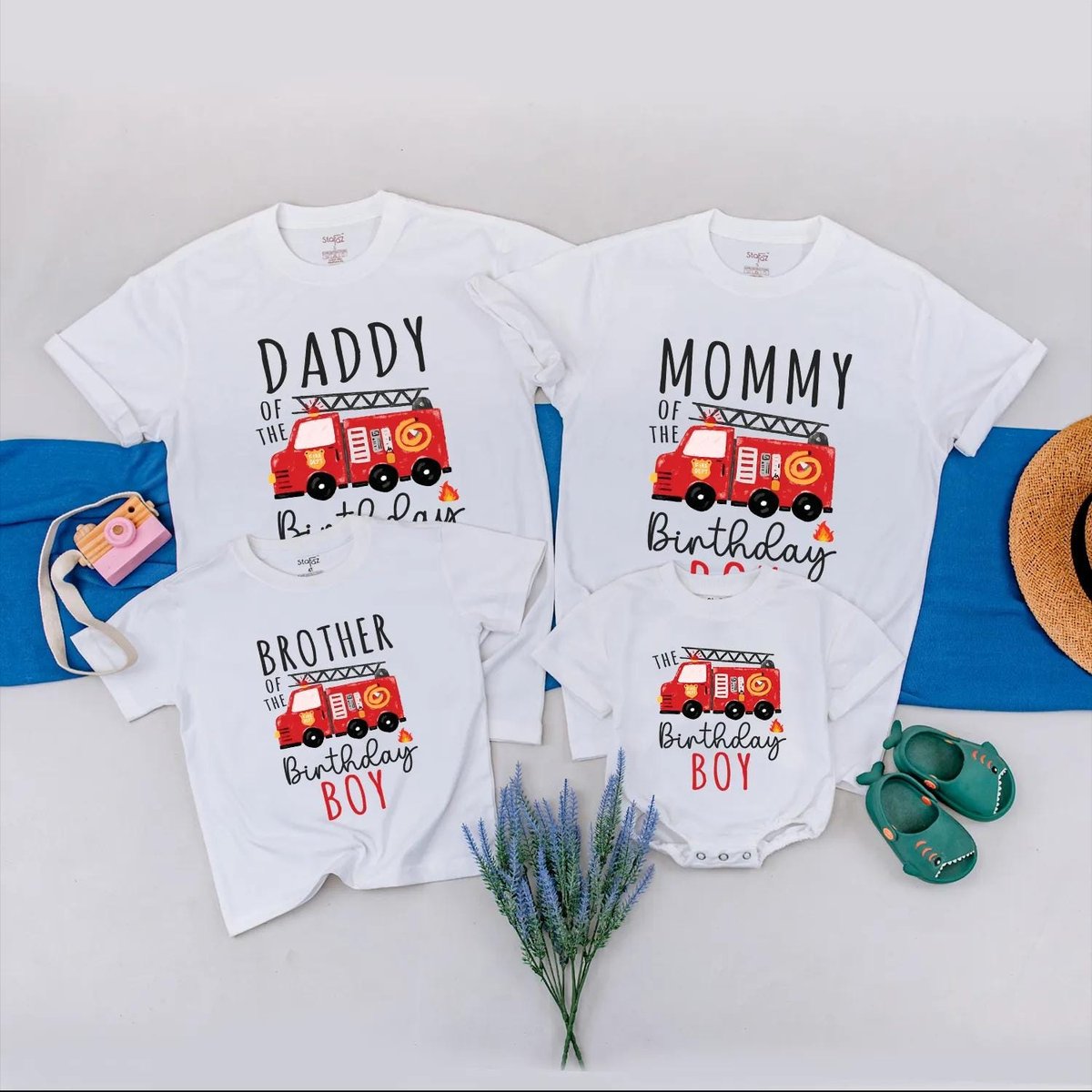 Personalized Firetruck Birthday Family Matching Shirts Firefighter Birthday Clothes Firetruck Themed 430