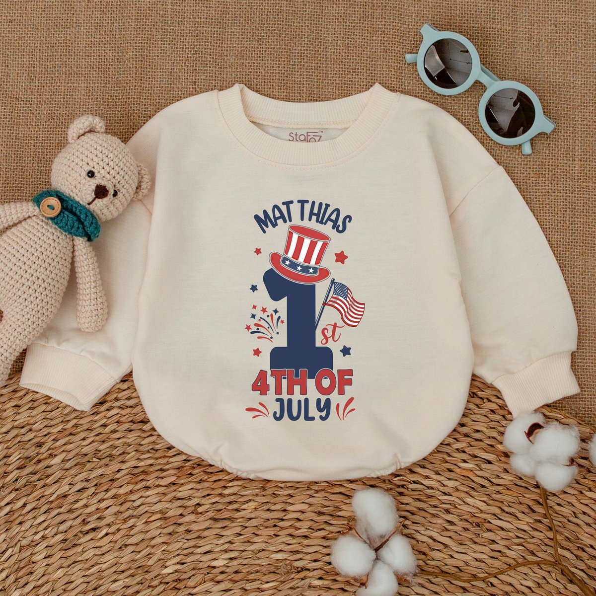 Personalized First 4th of July Romper Baby Holiday Bodysuit 4th of July Clothes Patriotic Outfit New 170