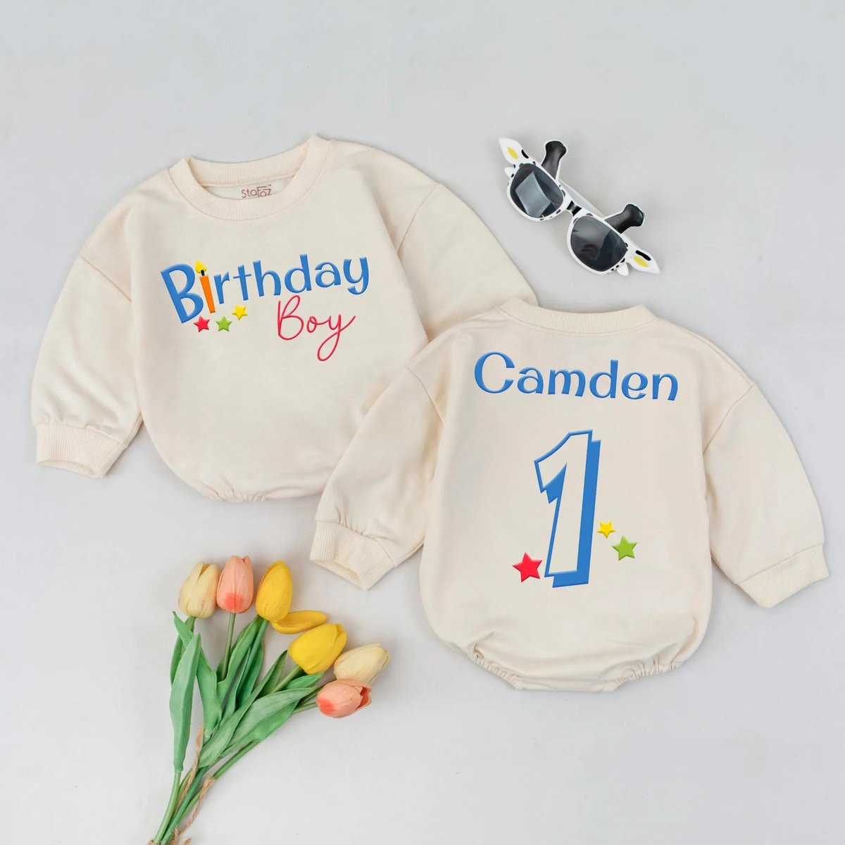 Personalized First Birthday Boy Romper Cake Smash Outfit Custom Name Birthday Baby Clothes One Year 436