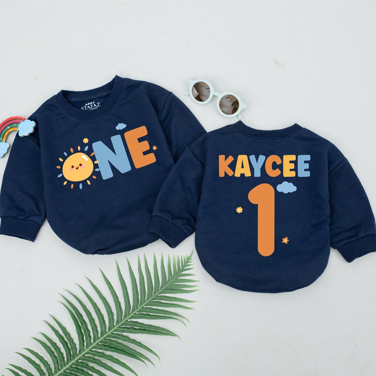 Personalized First Birthday Sun Romper Boho Sunshine 1st Birthday Boy Bodysuit Baby Shower Gift Firs