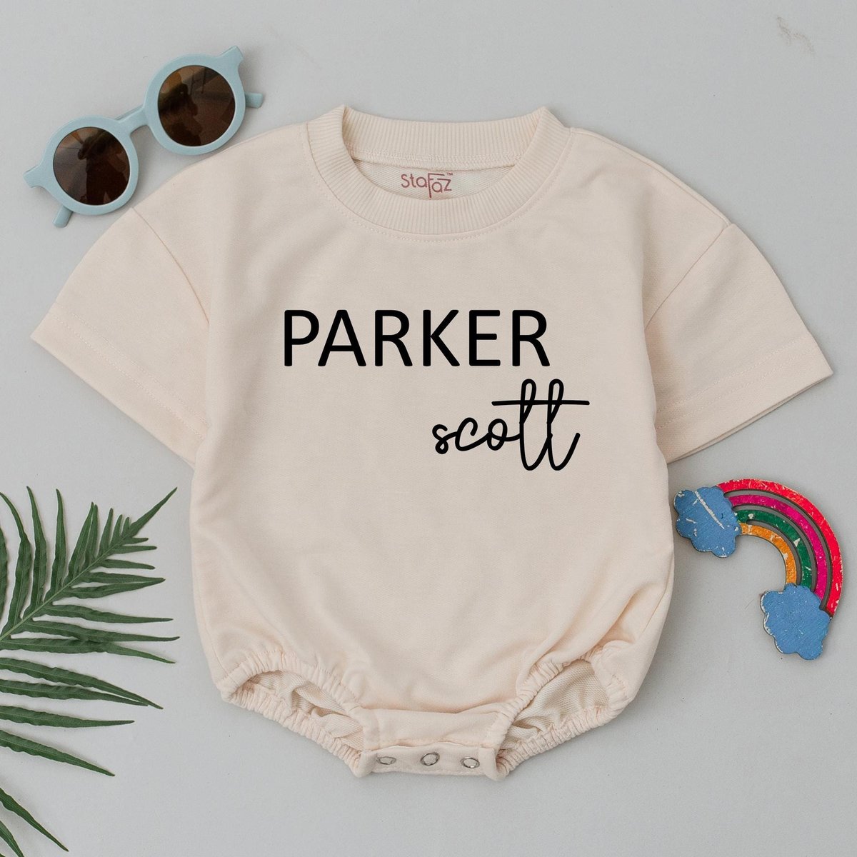 Personalized First Middle Name Romper Baby Shower Gift Short Sleeve Bodysuit Going Home Outfit Newbo