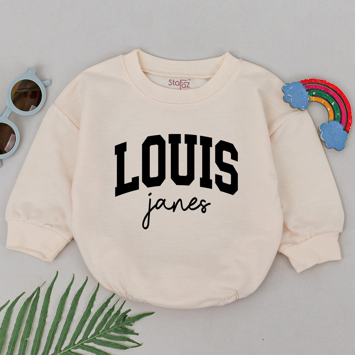 Personalized First Middle Name Romper Long Sleeve Bodysuit Baby Shower Gift Going Home Outfit Newbor