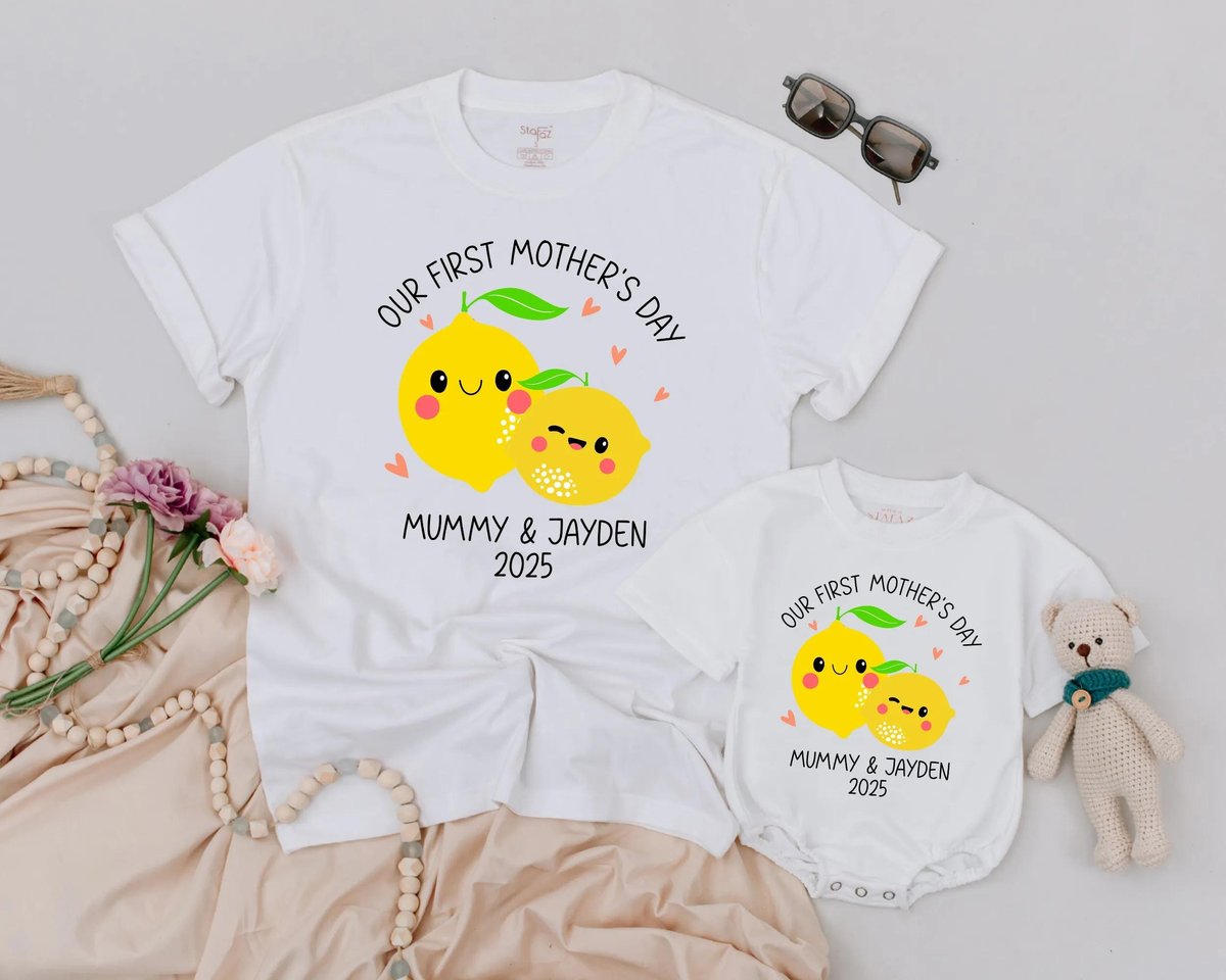 Personalized First Mother's Day Shirt Mommy and Baby Matching Outfits New Mom Gift Custom Mother's 188