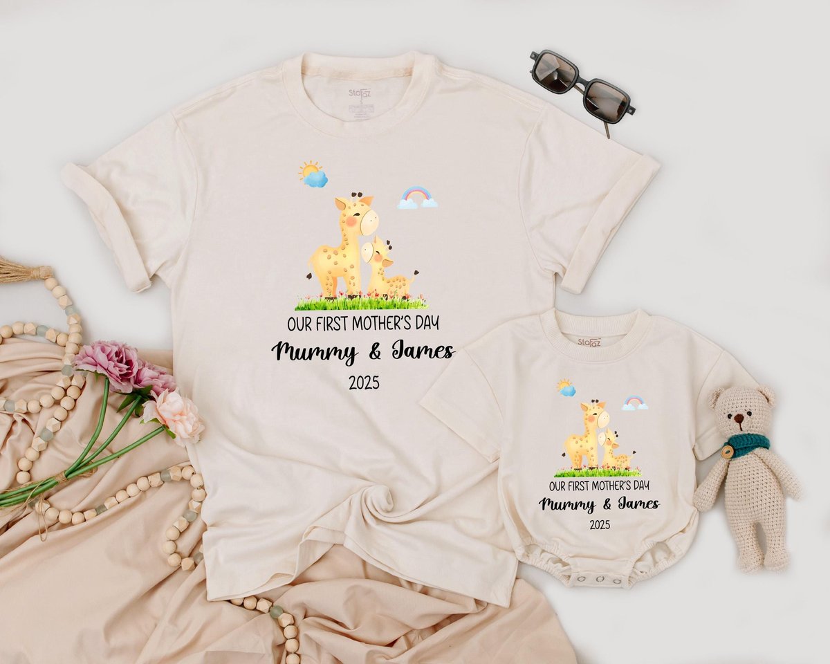 Personalized First Mother's Day Shirt Wild Animal Mom and Baby Matching Outfit Custom Mom Gift Moth 189