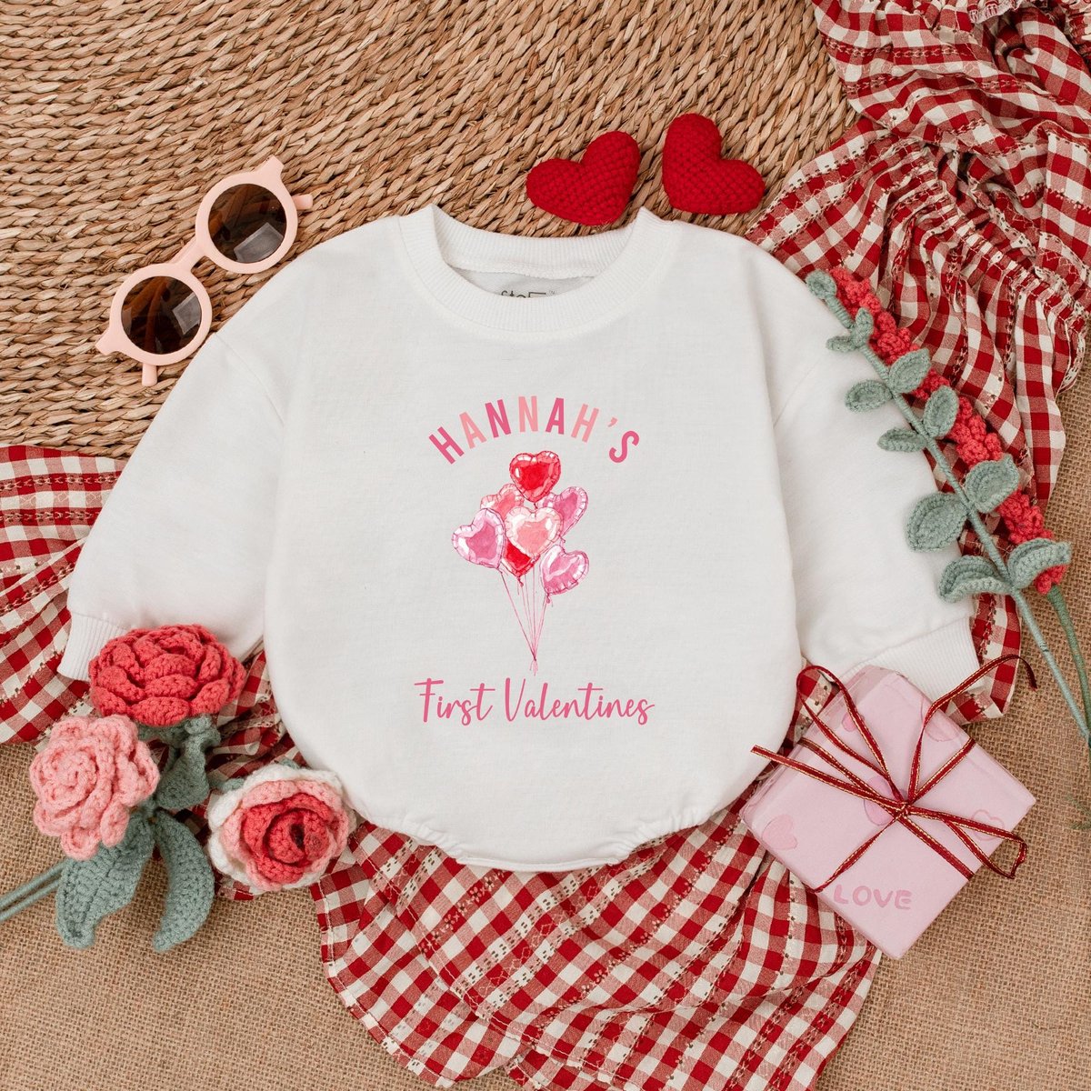 Personalized First Valentine Baby Romper Valentine Custom Name Bodysuit Valentine For Girls 1st Vale 183