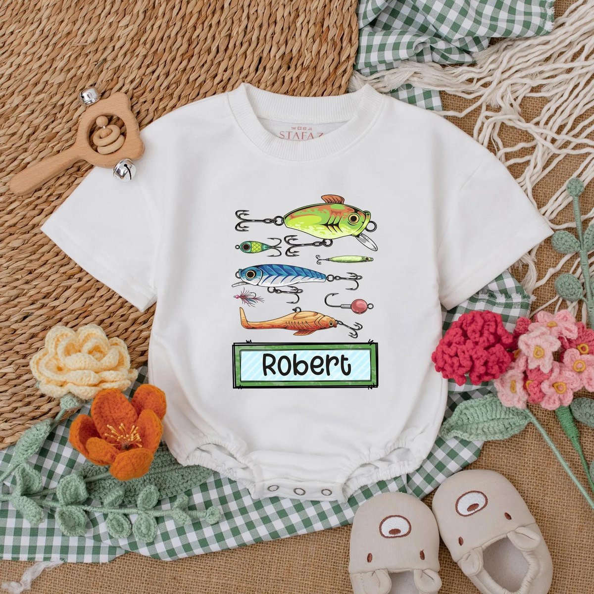 Personalized Fishing Baby Romper Father's Day Outfit Baby Boy Bodysuit Coming Home Outfit Fishing B 187