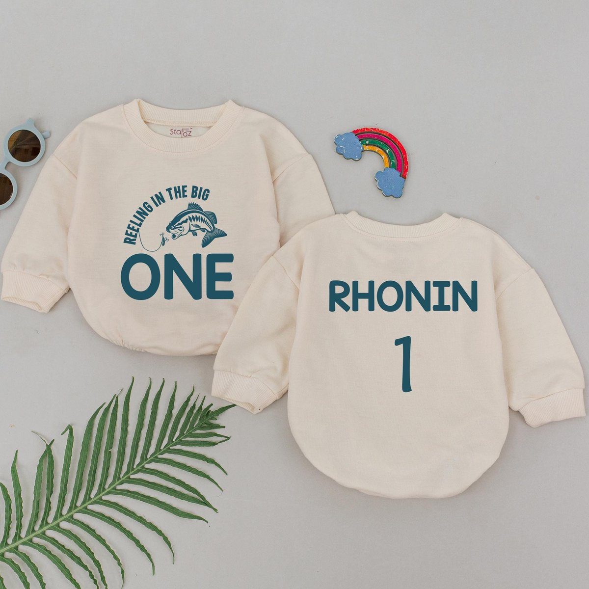 Personalized Fishing Birthday Romper Reeling in the Big One Tee Rustic Bass Fishing 1st Birthday Fis