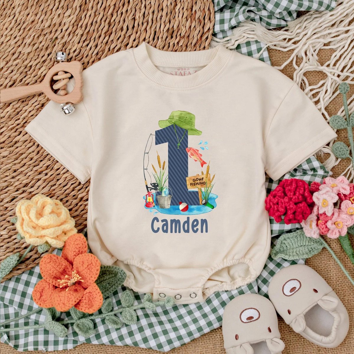 Personalized Fishing Birthday Baby Romper Boy First Birthday Outfit Baby Boy Bodysuit Fishing Baby S 187