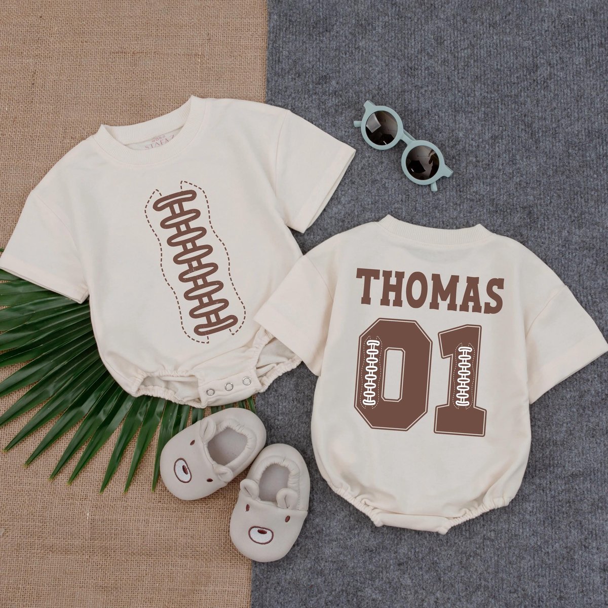 Personalized Football Baby Romper Custom Gameday Outfit Baby Shower Gift Sports Toddler Cute Fall Na 432