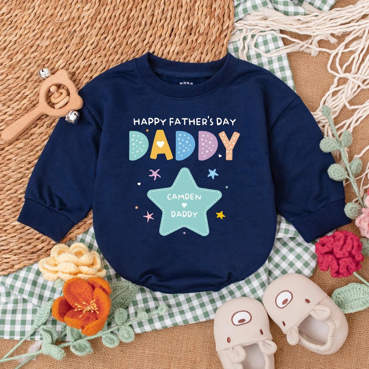 Personalized Funny First Father's Day Romper Dad's Best Bud Baby Bodysuit Baby Boy Clothes First F 189