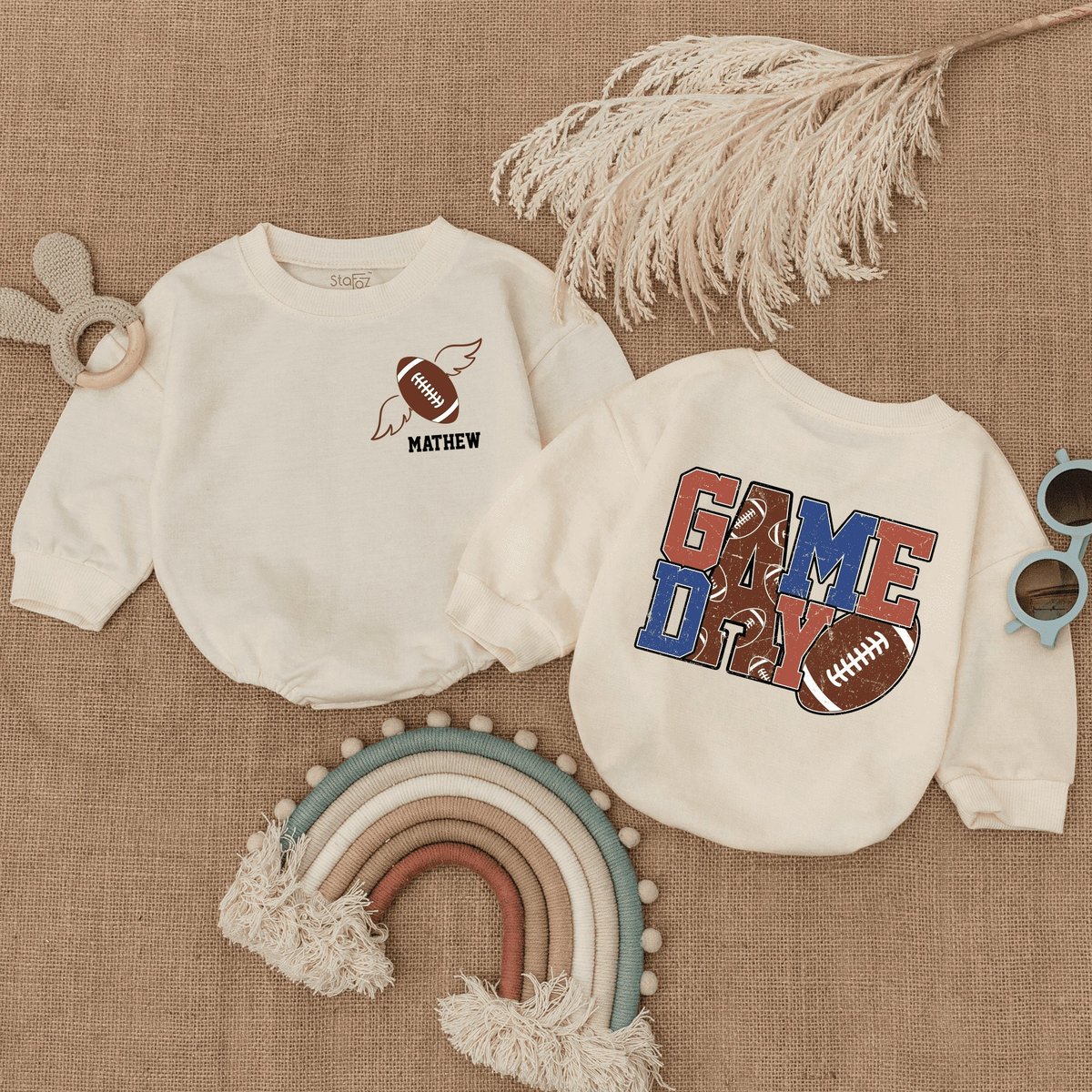 Personalized Game Day Baby Romper Football Season Game Day Vibes Sweatshirt Football Game Day Romper 167