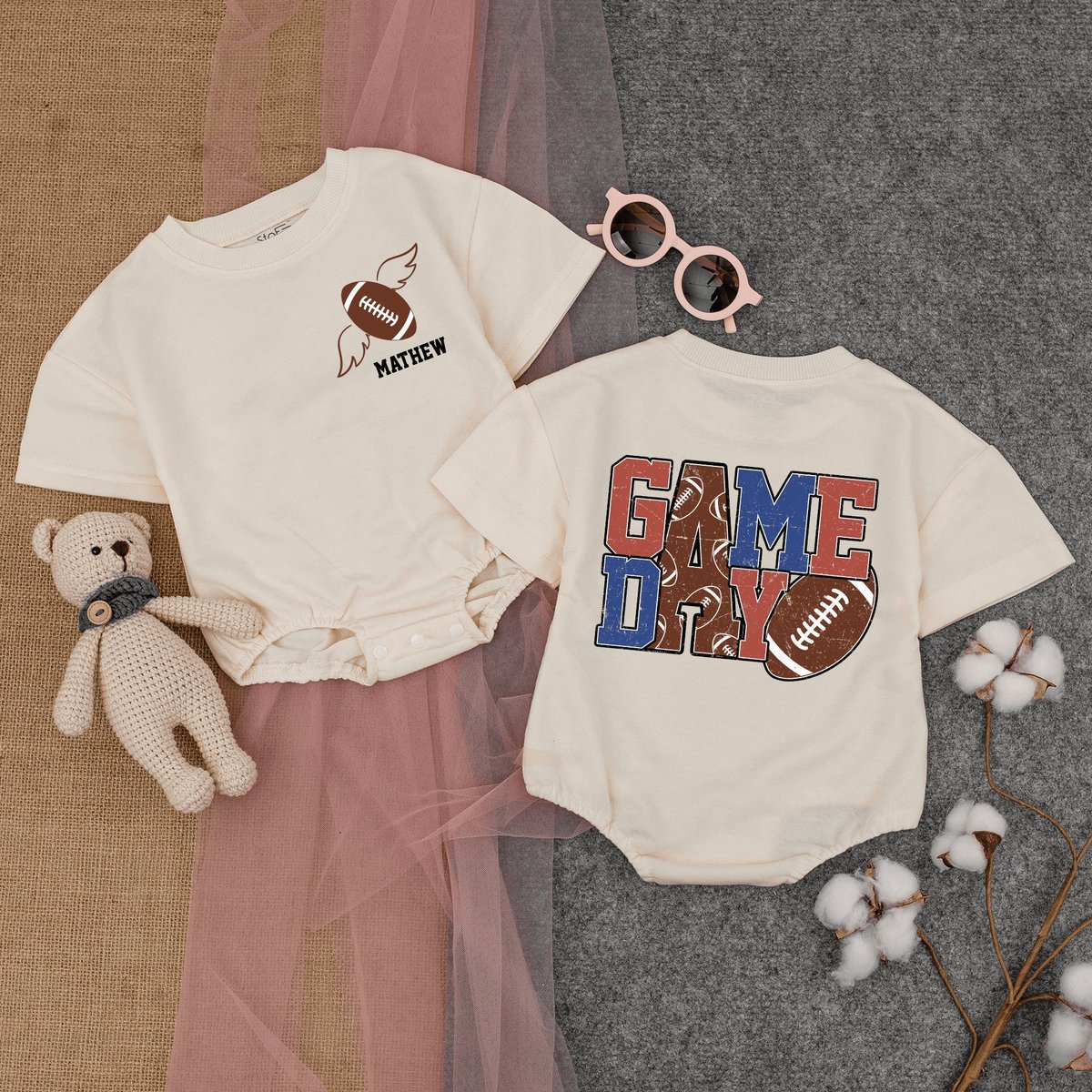 Personalized Game Day Romper Short sleeve Football Season Game Day Vibes Sweatshirt Football Game Ro 169