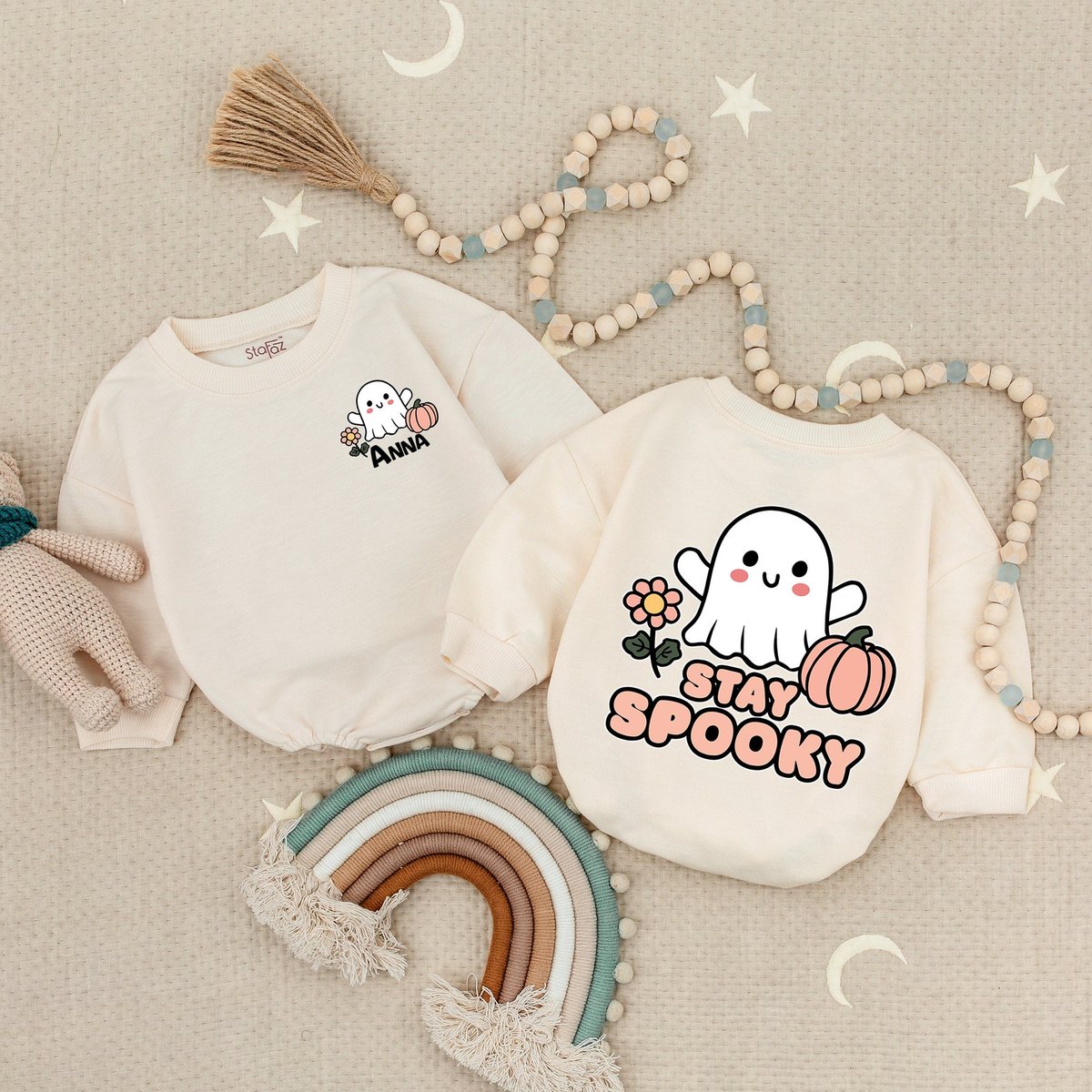 Personalized Ghost Halloween Baby RomperSpooky Romper Halloween Baby Boys Girls Clothes Halloween Co