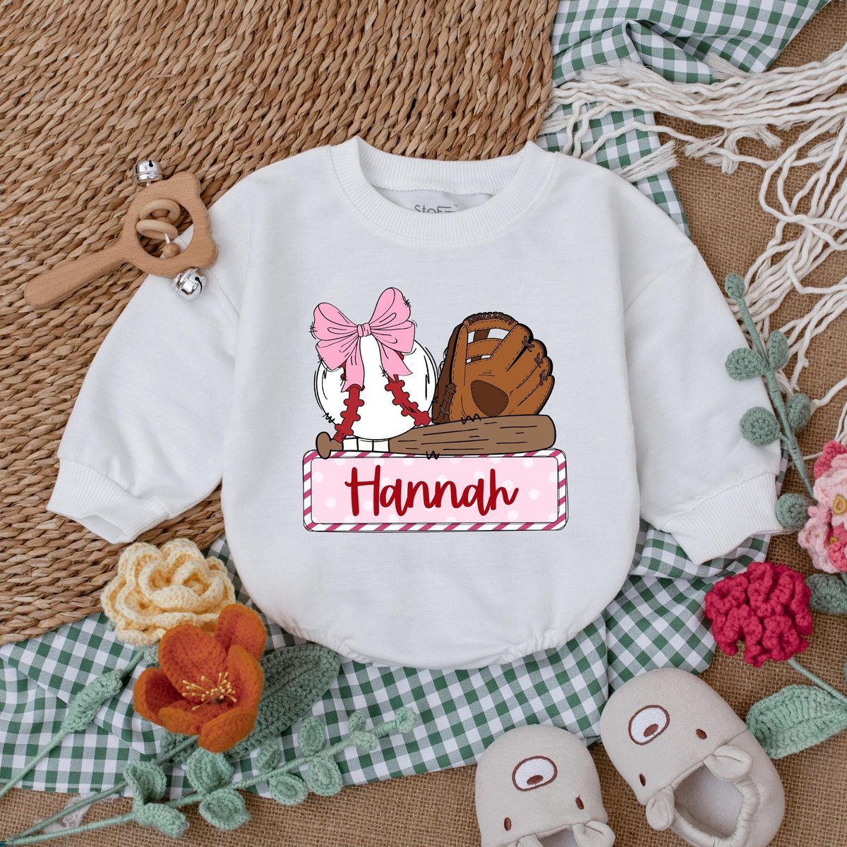 Personalized Girl Baseball Game Day Romper Baseball Sister Baby Bodysuit Baseball Bow Baseball Baby 186