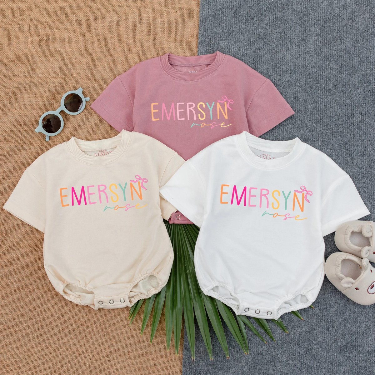 Personalized Girl Bow T Shirt Bubble Romper Custom Baby Bodysuit Baby Girl Outfit Floral Girl Clothe 432