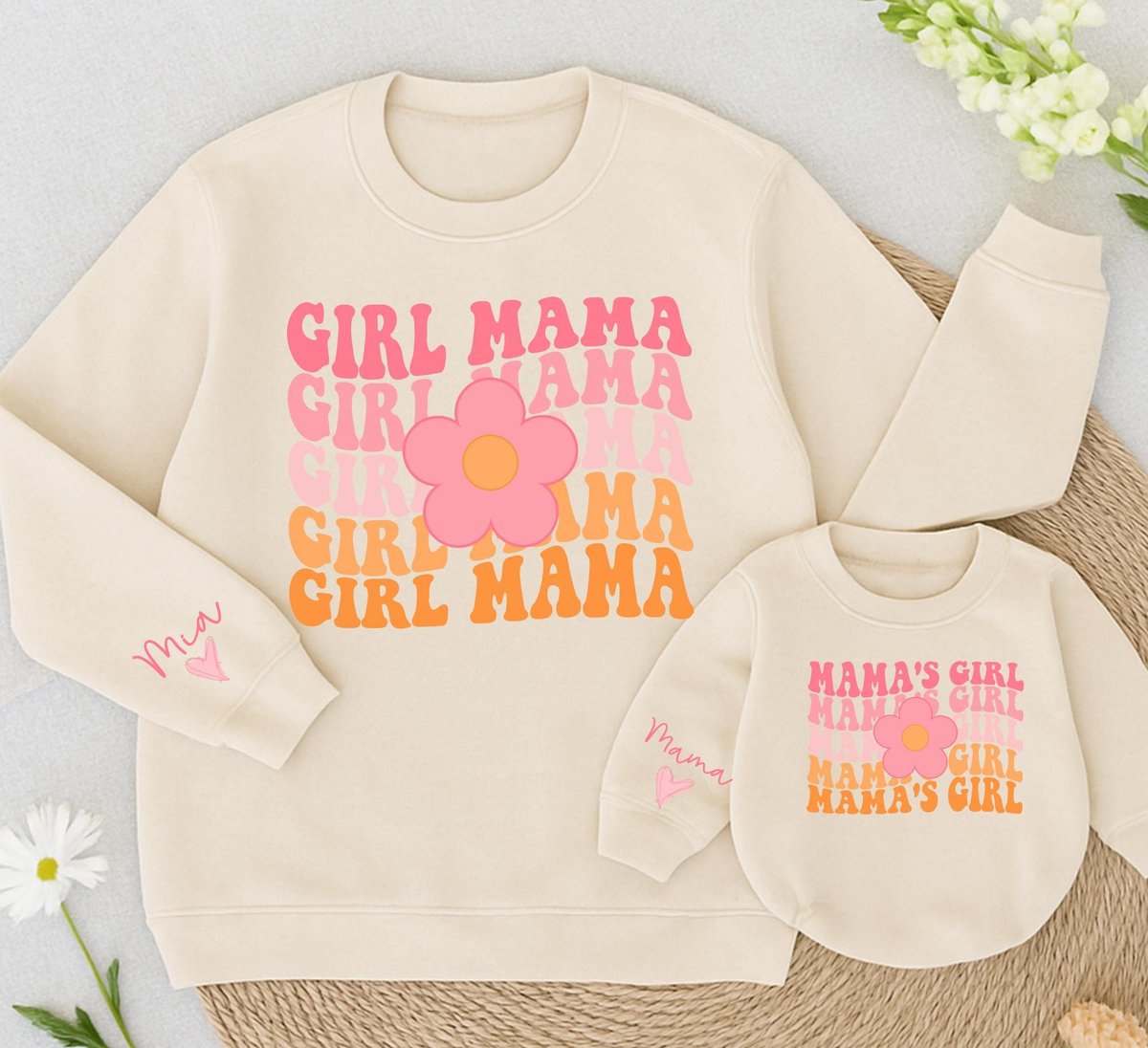 Personalized Girl Mama and Mama's Girl Sweatshirt Mom And Baby Matching Family Daughter Kid Sweatsh 433