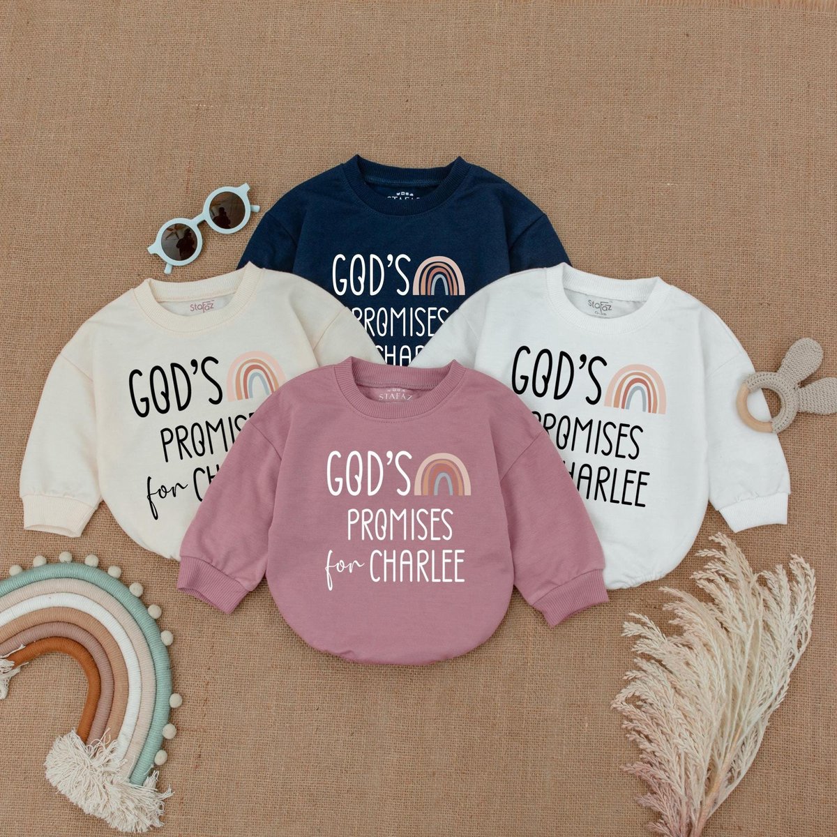 Personalized God's Promise Long Sleeve Bubble Romper Baby Announcement Baby Bodysuit Baby Clothes B 183