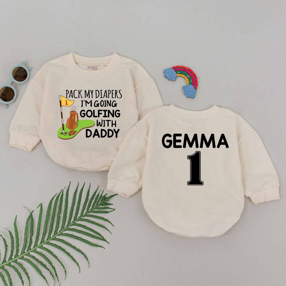 Personalized Golfing With Daddy Romper Daddy's Golfing Buddy Bodysuit Golf Baby Clothes Father's D