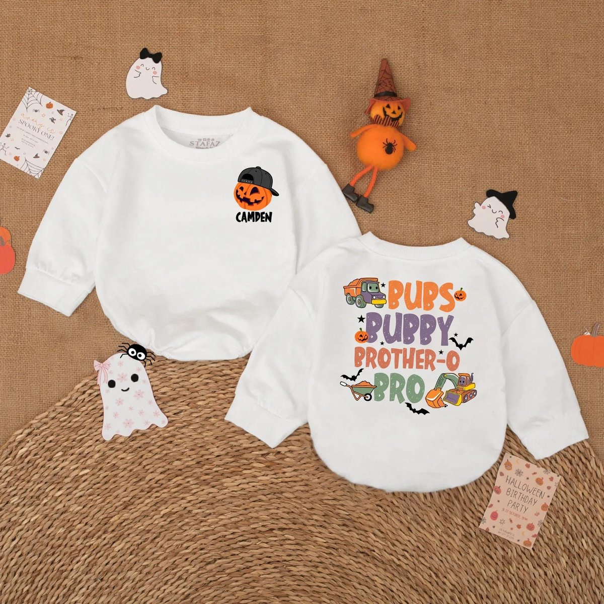Personalized Halloween Baby Romper for Boys Cute Pumpkin Fall Baby Outfit Fall Baby Clothes Custom N 433