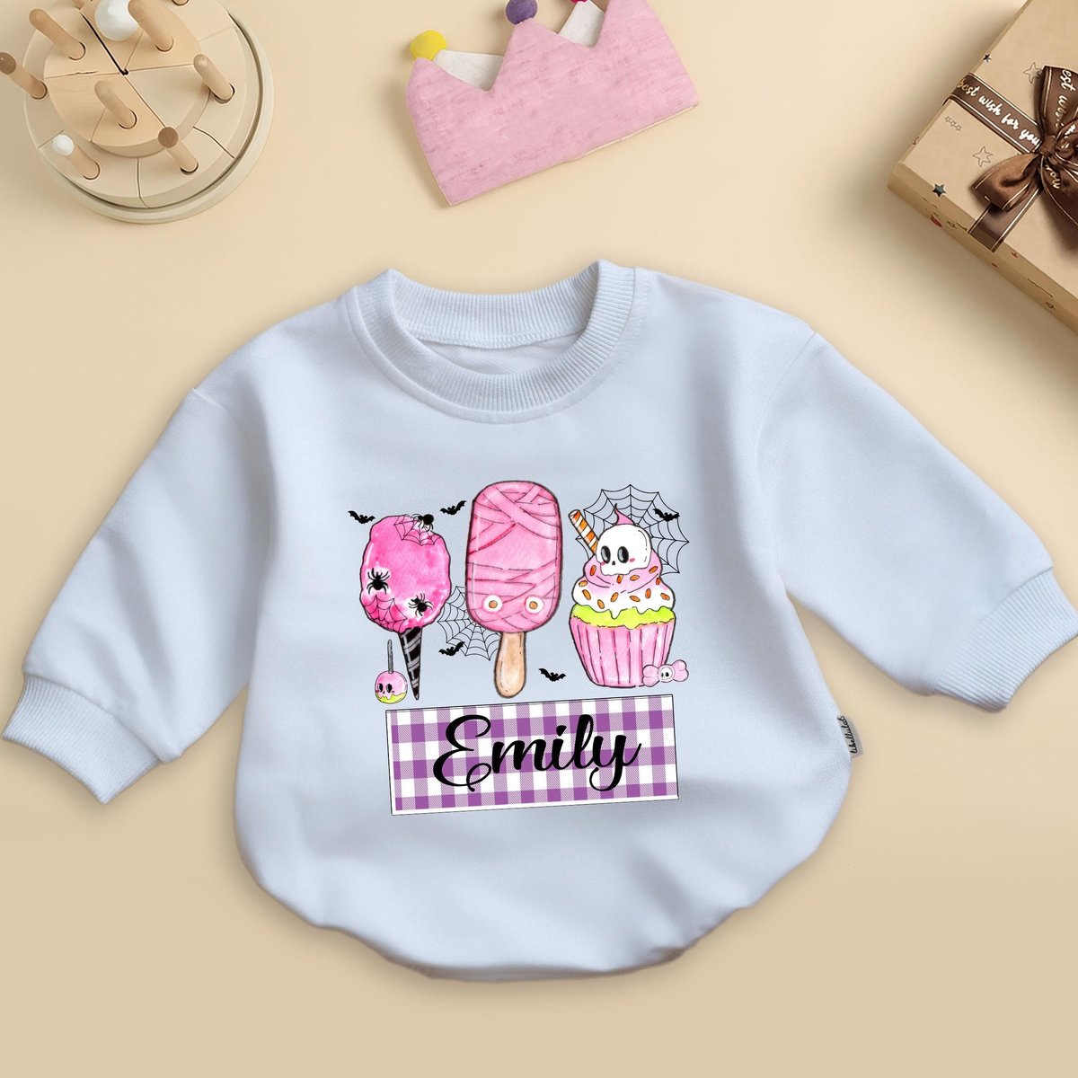 Personalized Halloween Ice Cream Baby Romper Ice Cream Baby Bodysuit Custom Ice Cream Baby Boy Outfi 436