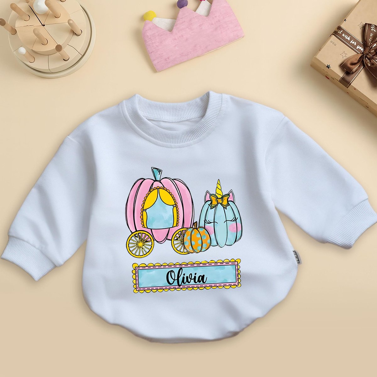Personalized Halloween Pumpkin Baby Romper Pumpkin Carriage Baby Bodysuit Pumpkin Carriage Halloween 436