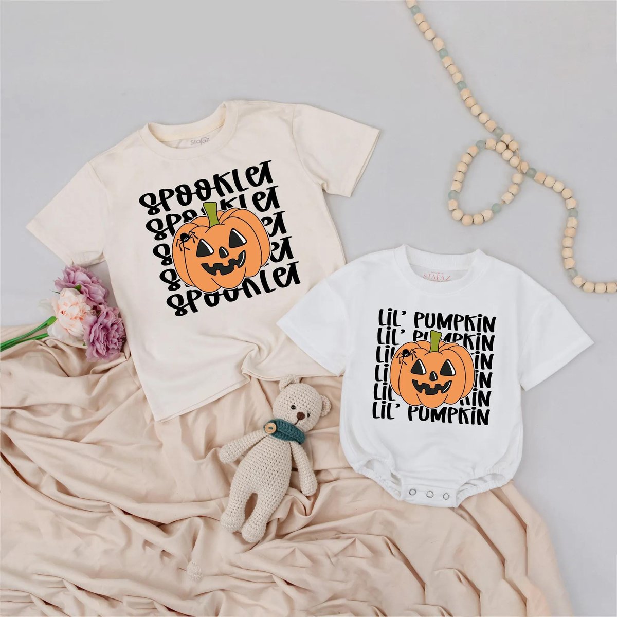 Personalized Halloween Shirt Matching Sibling Outfit Spooky Season Tee Sibling Halloween Costume Pum 437