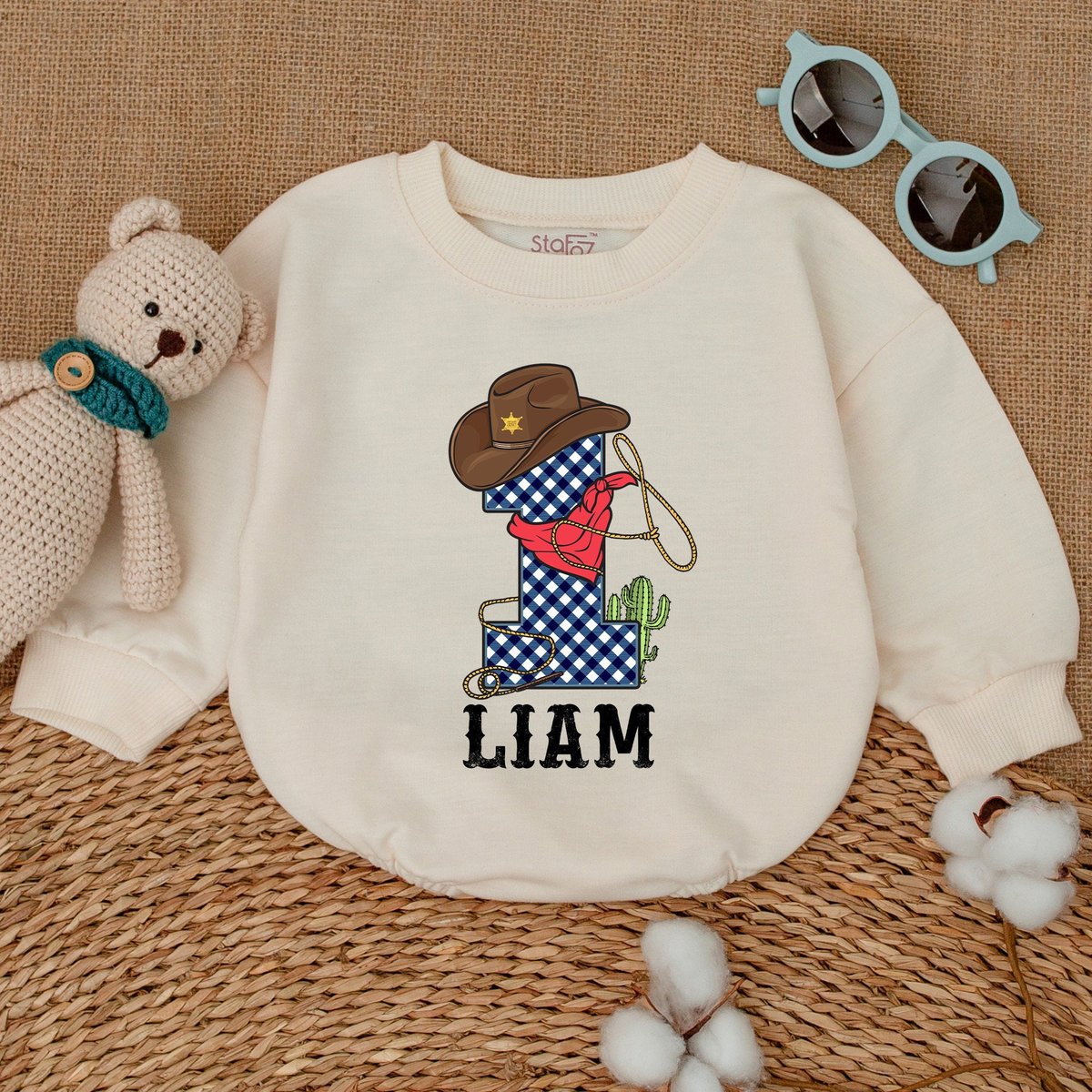 Personalized Howdy Cowboy Birthday Romper First Rodeo Birthday Sweatshirt Romper Toddler Baby Bodysu 170