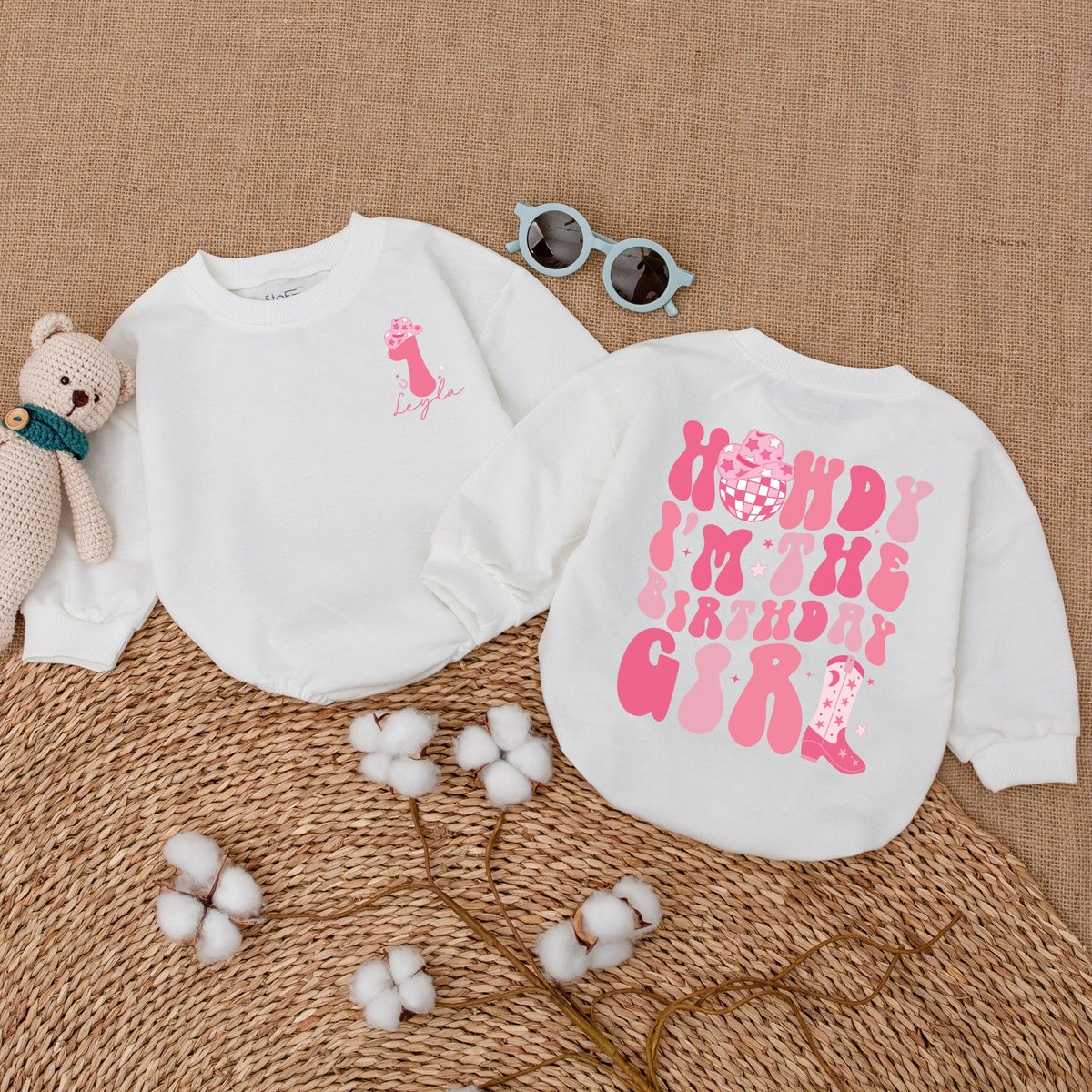 Personalized Howdy I'm The Birthday Girl Romper Cowgirl Birthday Bodysuit First Rodeo Birthday Outf 168