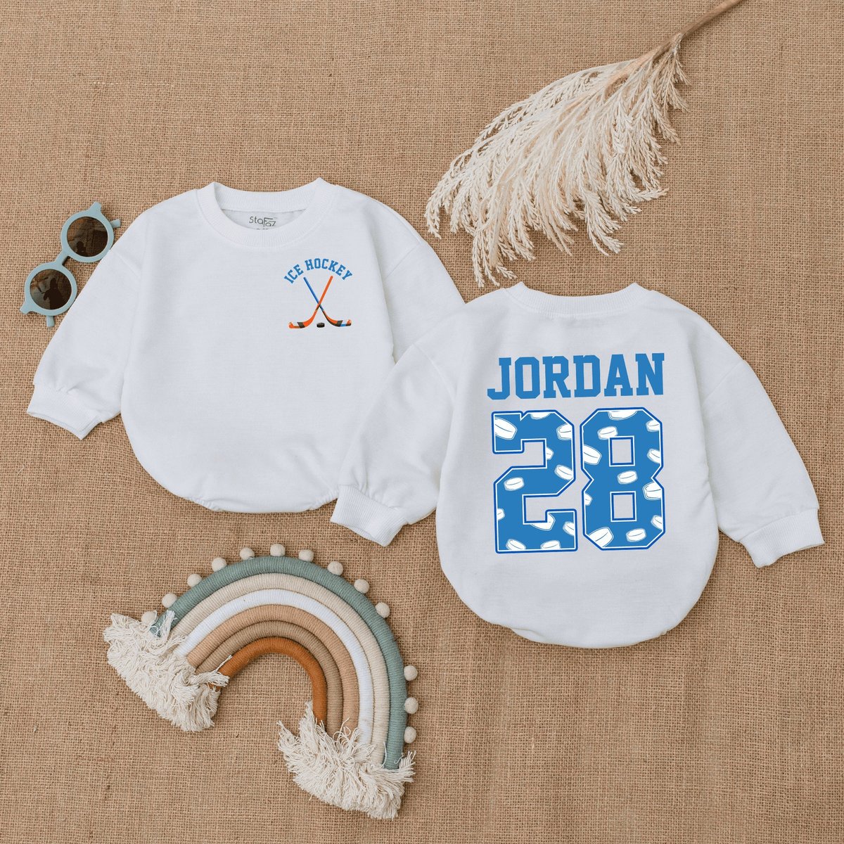 Personalized Ice Hockey Bubble Romper Future Hockey Player Funny Hockey Newborn Gift Hockey Fan Hock 170