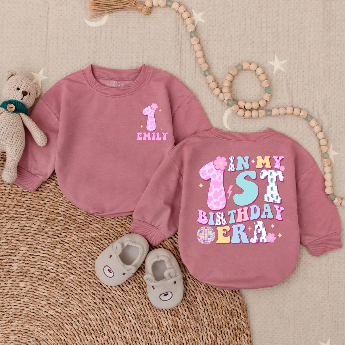 Personalized In My 1st Birthday Era Girl Bubble Romper Custom First Birthday Outfit Baby Girl Smash