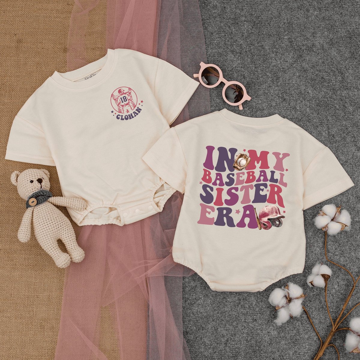 Personalized In My Baseball Sister Era Romper Girls Baseball Baseball Game Day Gameday Outfit Little 169