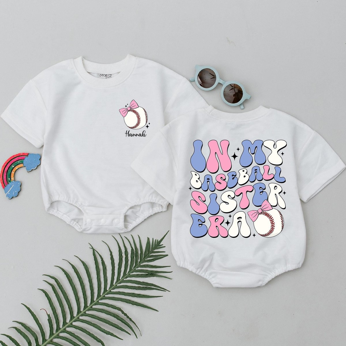 Personalized In My Baseball Sister Era Short Sleeve Bubble T-Shirt Romper Retro Baseball Outfits Gam