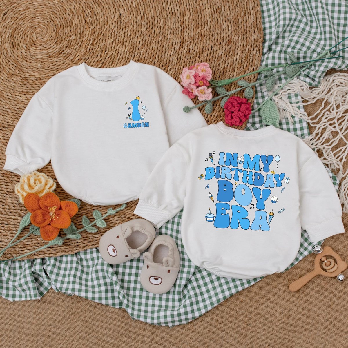 Personalized In My Birthday Boy Era Romper Baby Boy First Birthday Bodysuit Boy Birthday Clothes Bab 184