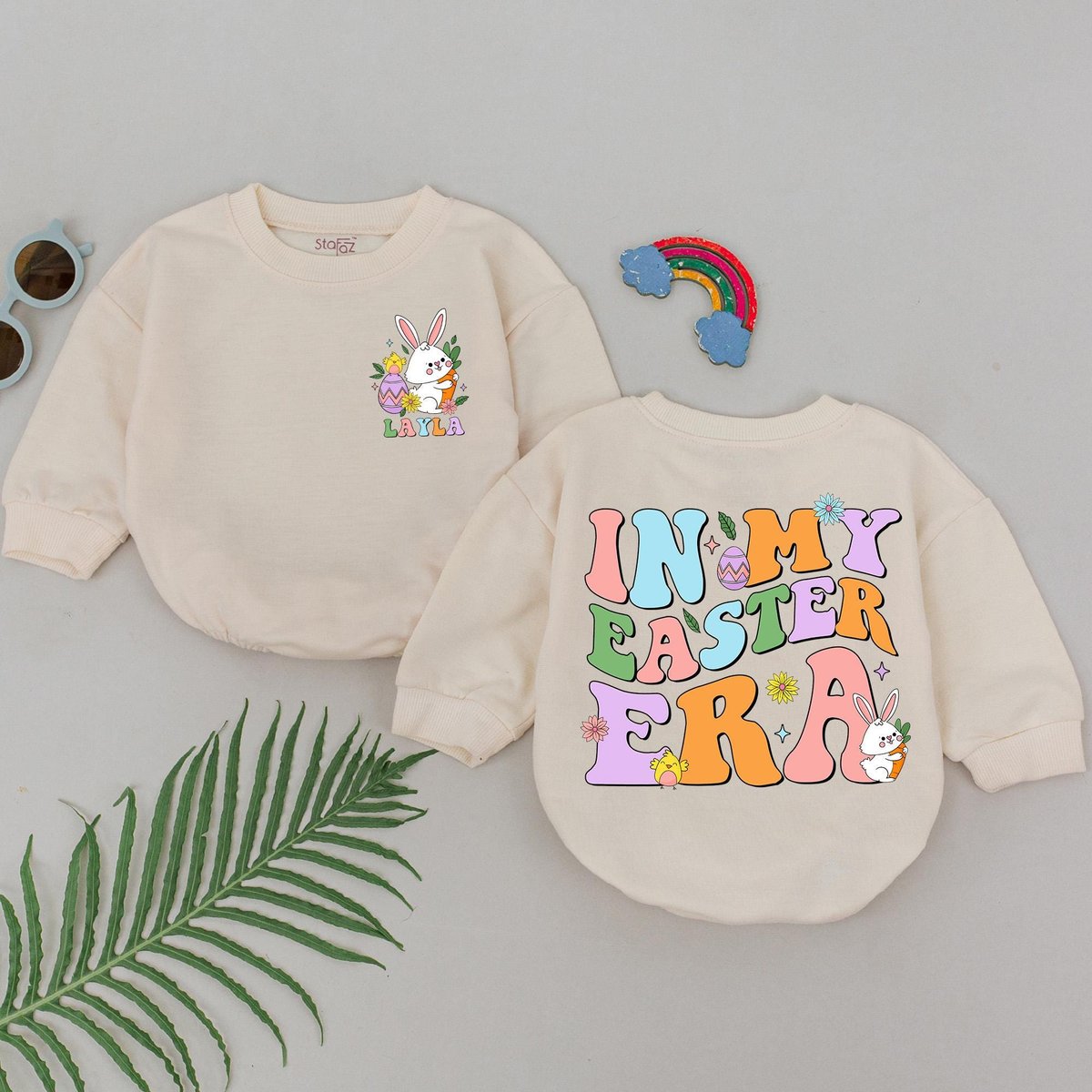 Personalized In My Easter Era Romper Retro Easter Day Bodysuit Little Bunny Bodysuit Bunny Ears Baby