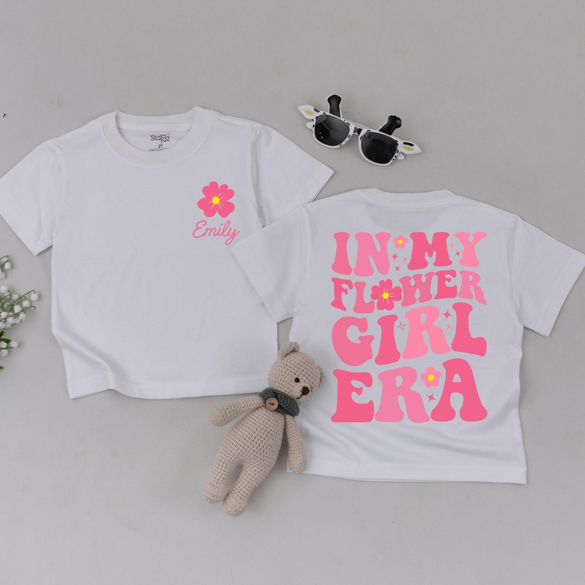 Personalized In My Flower Girl Era T-Shirt Baby Flower Girl Bridal Party Shirts Bridesmaid Gift Todd