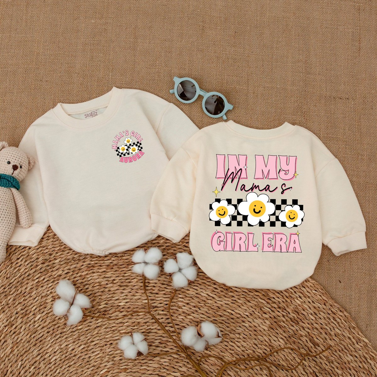 Personalized In My Mama's Girl Era Baby Romper Funny Face Daisy Baby Bodysuit Smiley Face Outfit Ba 170