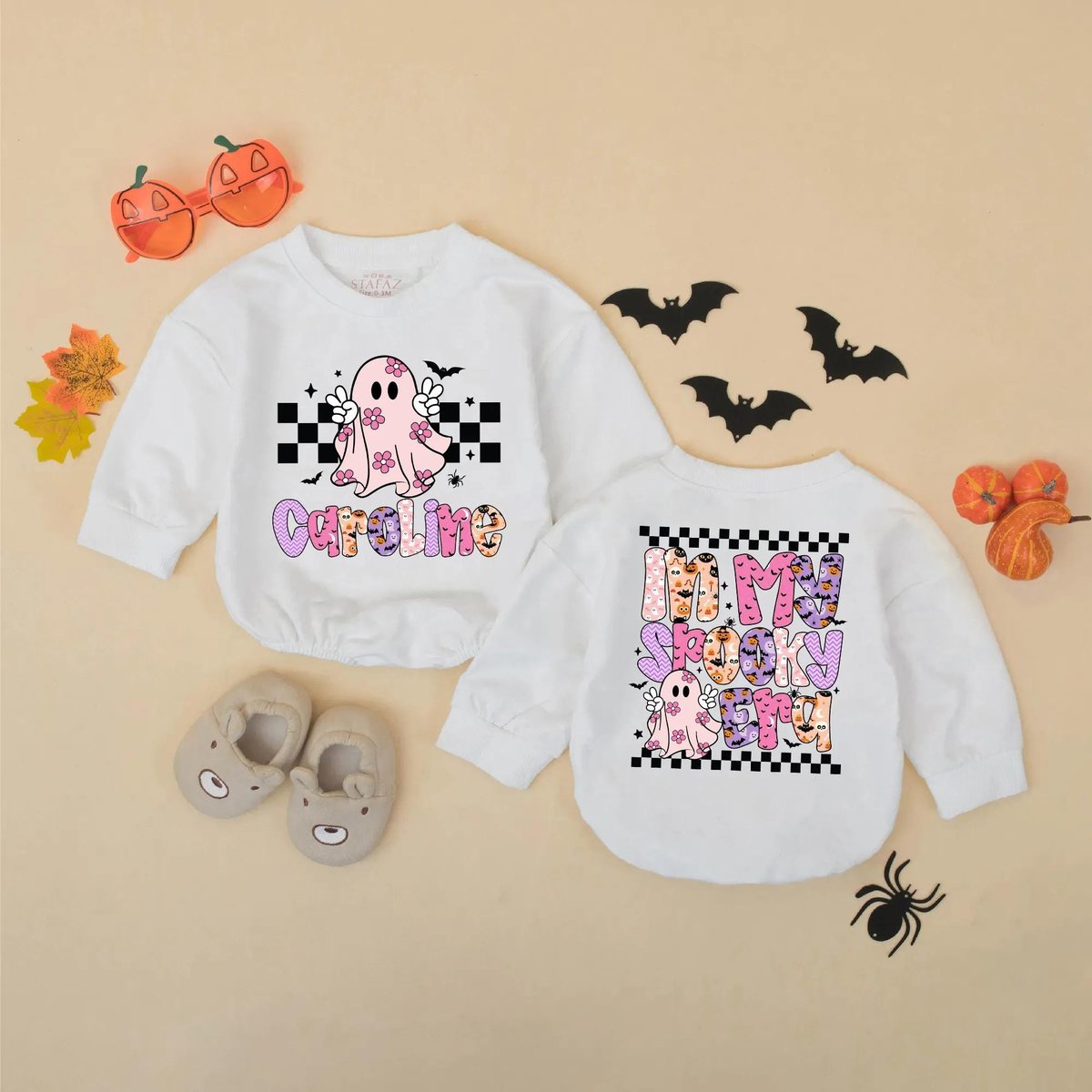 Personalized In My Spooky Era Baby Romper Custom Name Pink Boo Baby Bodysuit Halloween Toddler Sweat 434