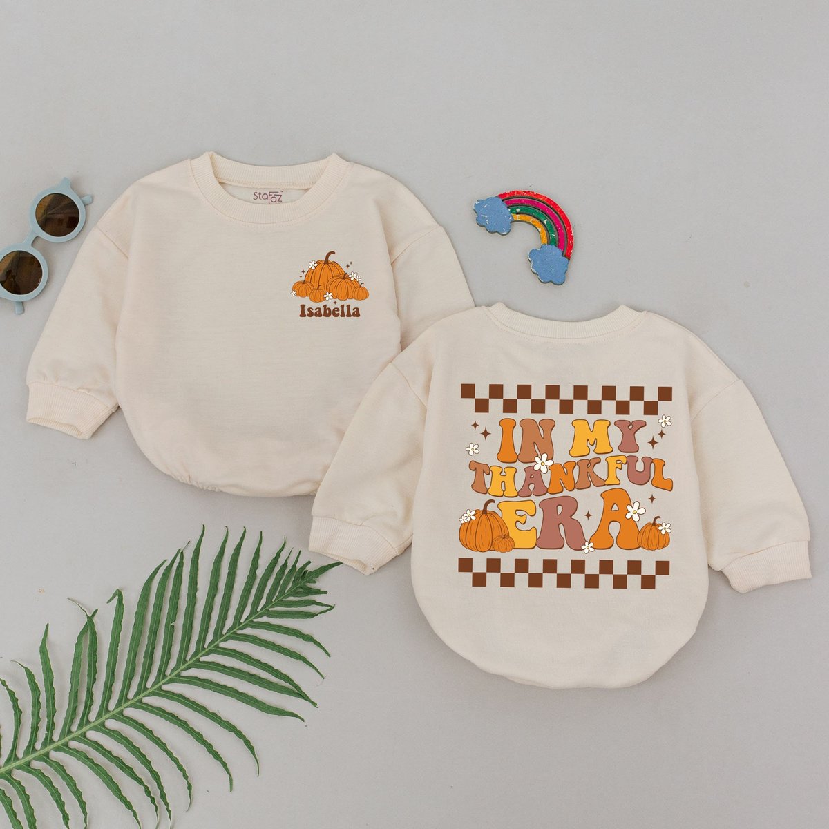 Personalized In My Thankful Era Romper Pumpkin in the Patch Fall Outfits Baby Shower Gift Pumpkin Sp