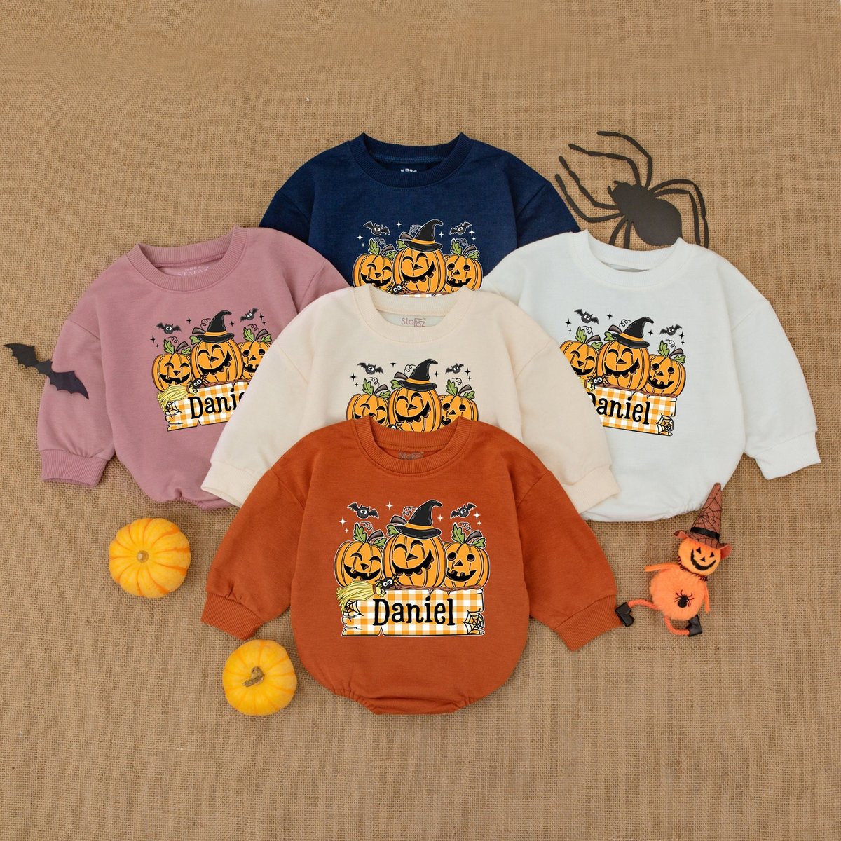 Personalized Kid Name Halloween RomperMy First Halloween OutfitBubble Romper Baby Shower Gift Pumpki 179