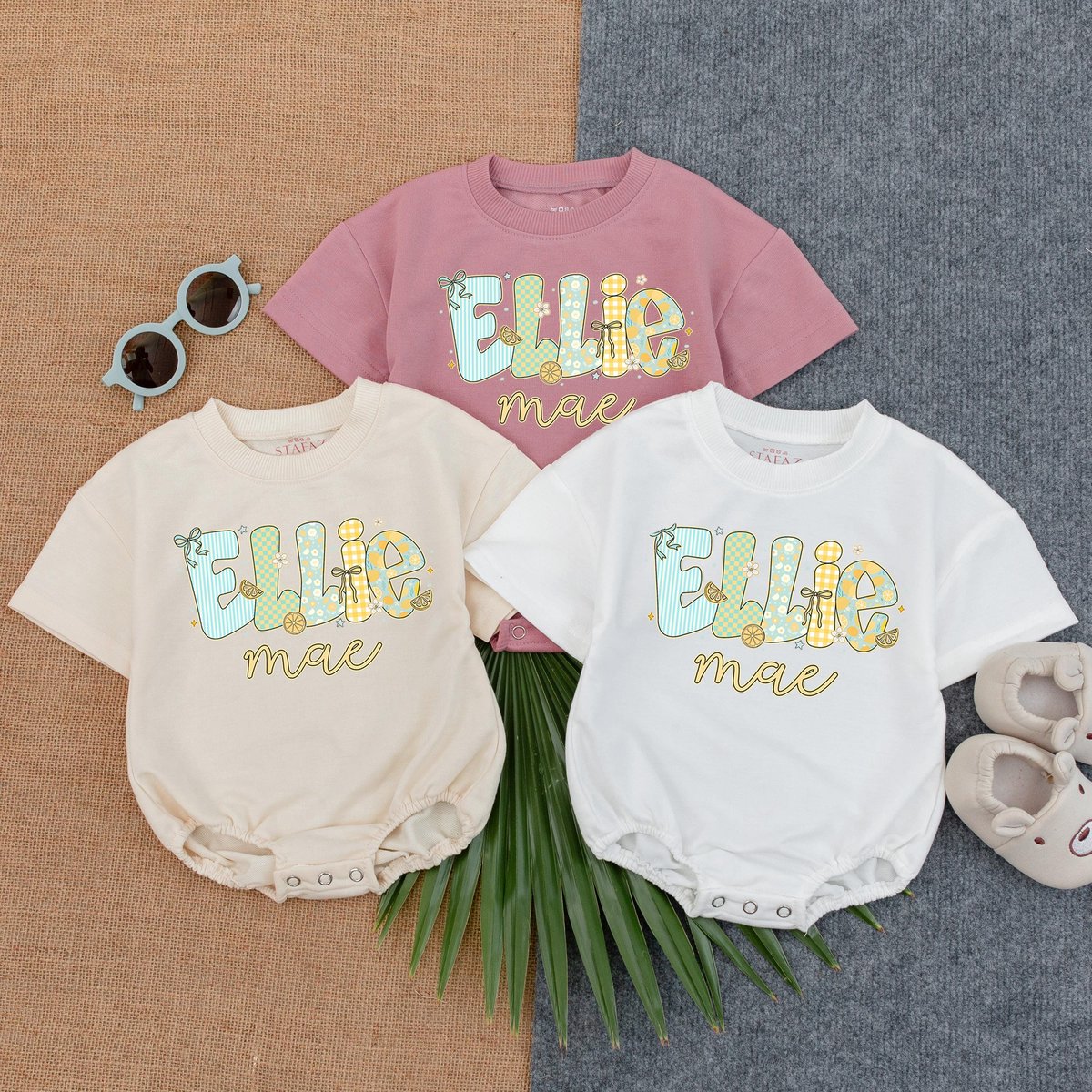 Personalized Lemon T shirt Bubble Romper Custom Baby Name Bodysuit Cute Baby Girl Clothes Summer Bab 431