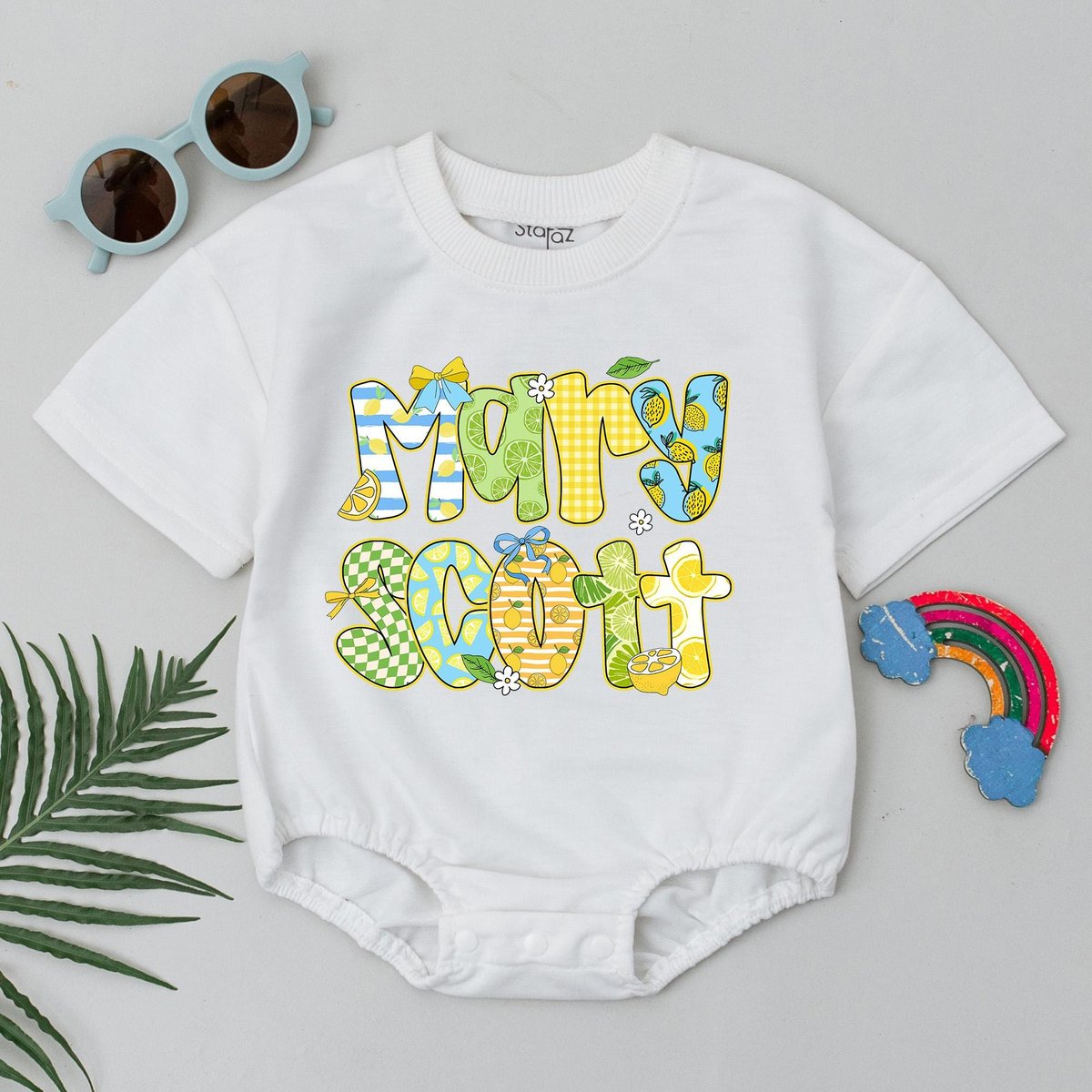 Personalized LemonBaby Bubble Romper Summer Baby Bodysuit Cute Fruit Baby Outfit Custom Birthday Bab