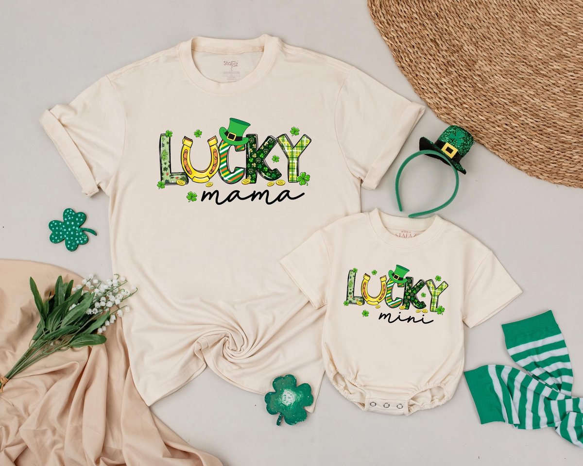 Personalized Lucky Family Shirts Mama and Mini 1st Birthday Outfit St Patricks Day Birthday Shirt Ma 187