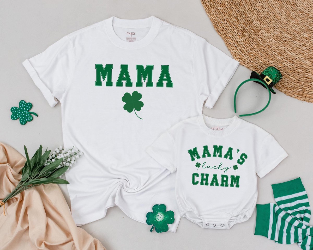 Personalized Mama and Mama's Lucky Charm Shirts 1st Birthday Outfit Saint Patricks Day Birthday Shi 185