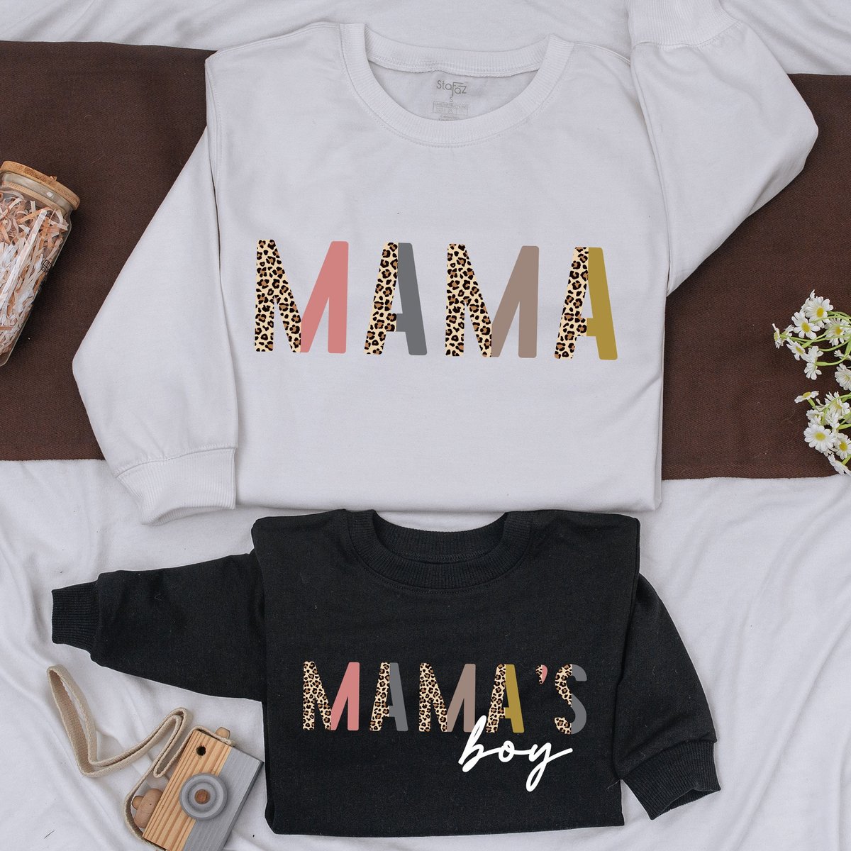 Personalized Mama and Mamas Boy Leopard Sweatshirt Mothers Day Gift Shirt Mommy and Me Outfit New Mo 165