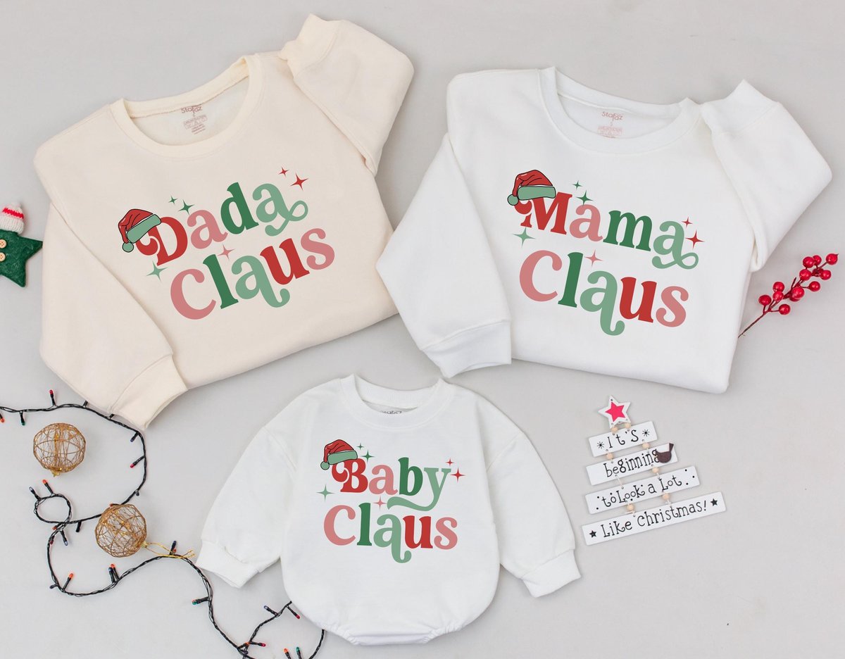 Personalized Mama And Mini Claus Sweatshirt Family Matching Sweater Mama dada and Mini Retro Christm 180